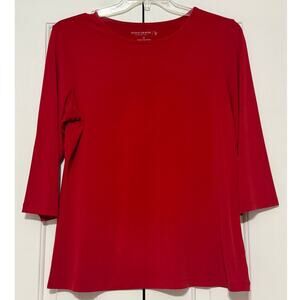 Susan Graver Pullover Knit Tunic Blouse, Red, Size M